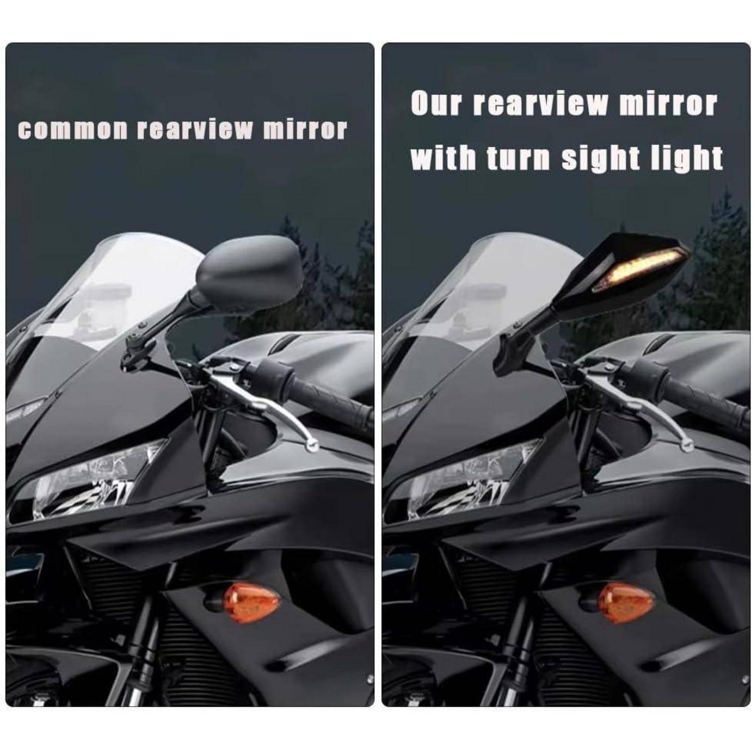 evomosa Universal verstellbarer Rückspiegel mit LED-Blinklicht für Cruiser Sport Bike Motorrad Seitenspiegel Stil 1