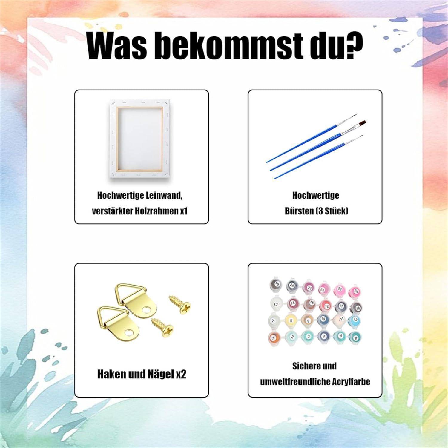 Formeyart Elster Malen Nach Zahlen Erwachsene mit Rahmen,Vogel Paint by Numbers Adults,Diy Malen Nach Zahlen klein Set Handgemalt Kreativ Bastelset