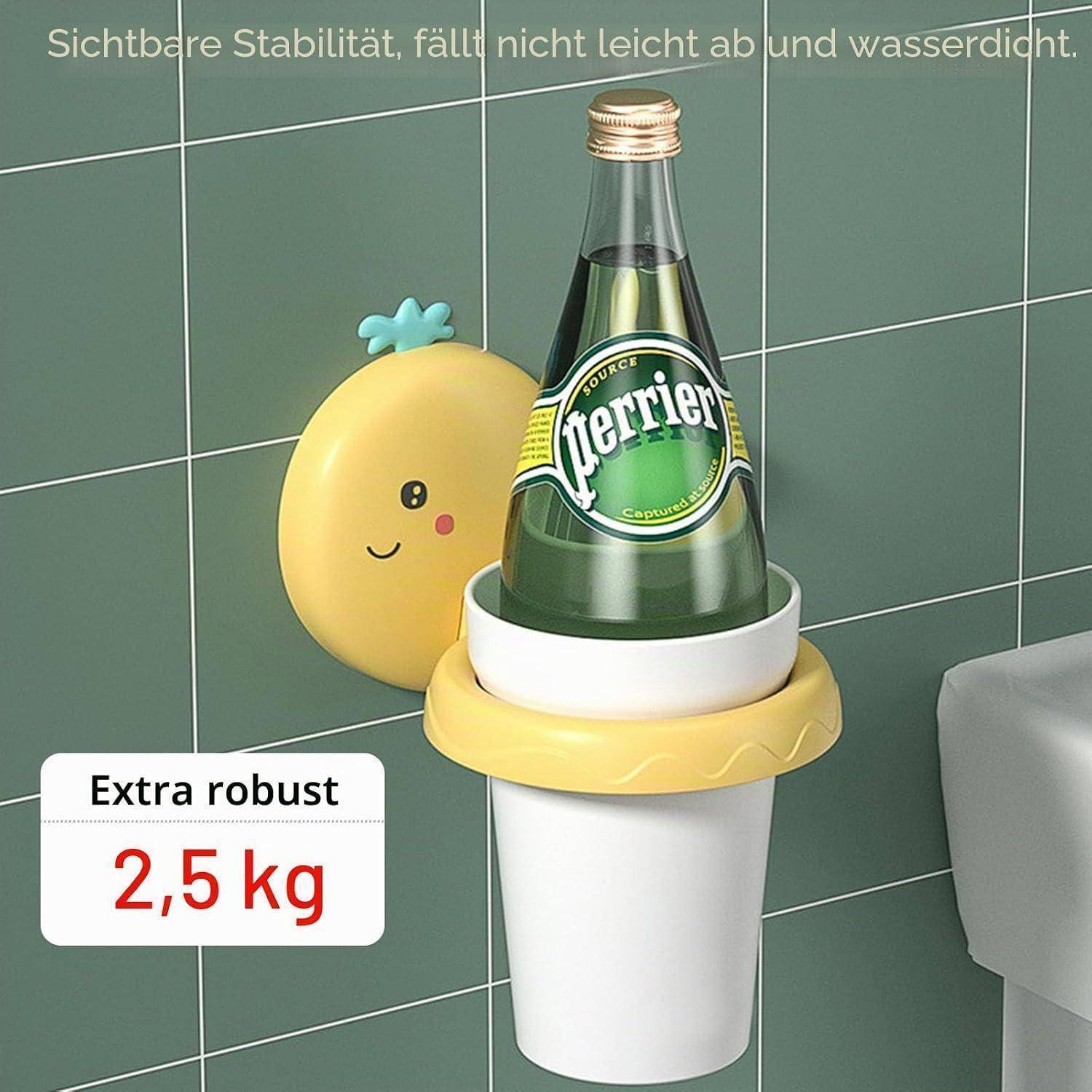 Zahnbürstenhalter, Jicyor 2 Stück Zahnbecherhalter für Kinder Niedliche Kinderzahnbürstenhalter Mit Tasse Zahnbürstenbecher ohne Bohren Zahnbürs