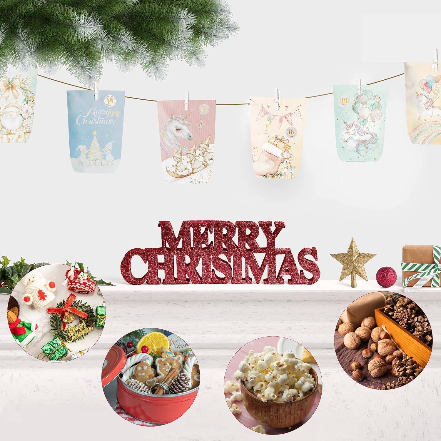 Weihnachtsdisplay mit „FROHE WEIHNACHTEN