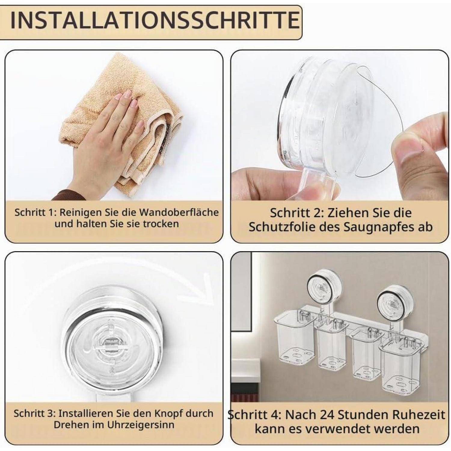 Wand Befestigter Zahnbürstenhalter Halterung Zahnbürste | Wandhang, selbstklebend, transparent, Badezimmer, Zahnbürste, Kosmetik, ohne Lochung