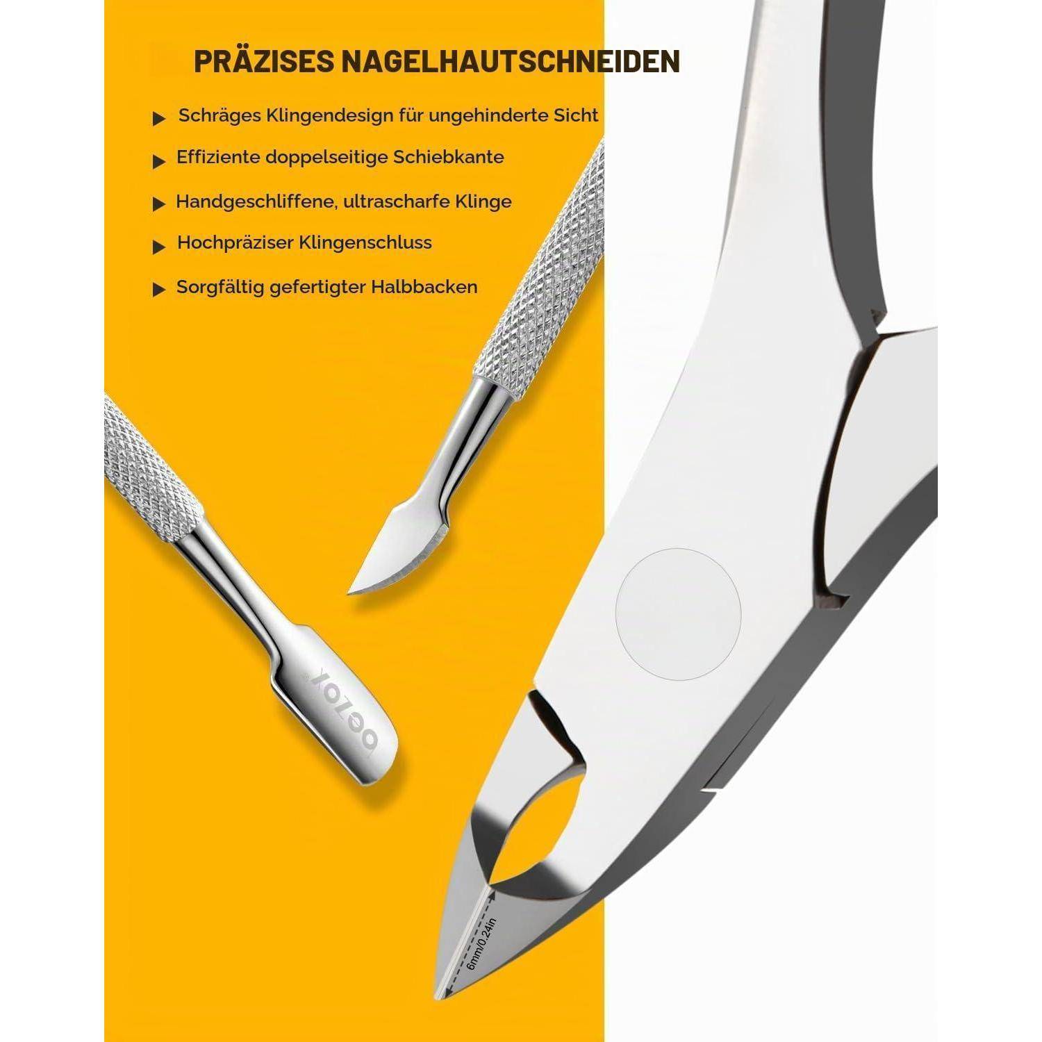 BEZOX Nagelhautzange mit Nagelhautschieber Set - Präzises Nagelhaut Knipser und Unter-Nagel-Reinigungsset für den Salon- oder Heimgebrauch - Chirurg