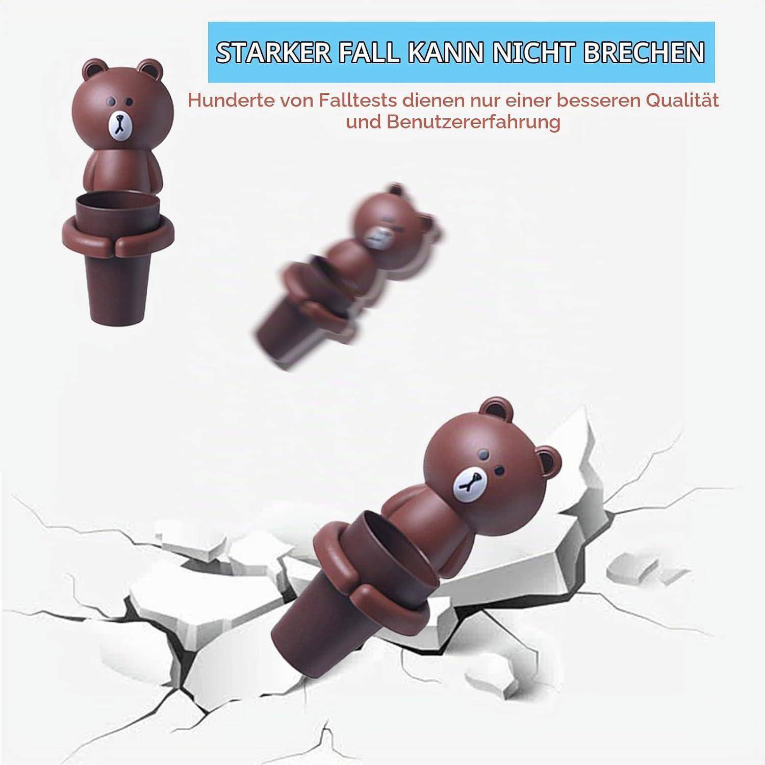 Jauhmui Zahnputzbecher Handtuchhalter Set für Kinder ohne Bohren (Braunbär)