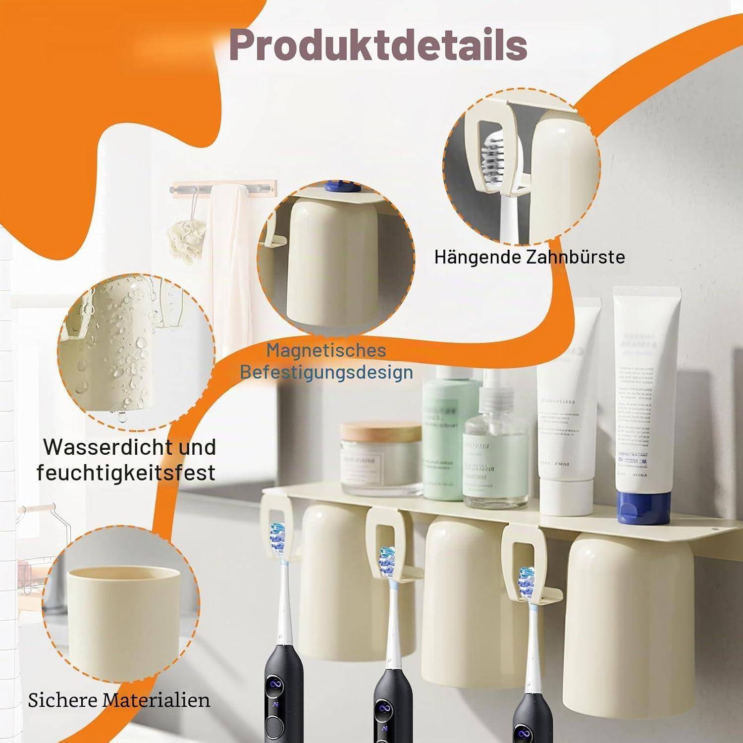 Metall Zahnbürstenhalter Wand, Magnetischer Zahnputzbecherhalter Ohne Bohren, Elektrische Zahnbürste Halterung, Edelstahl Toothbrush Holder für Bad