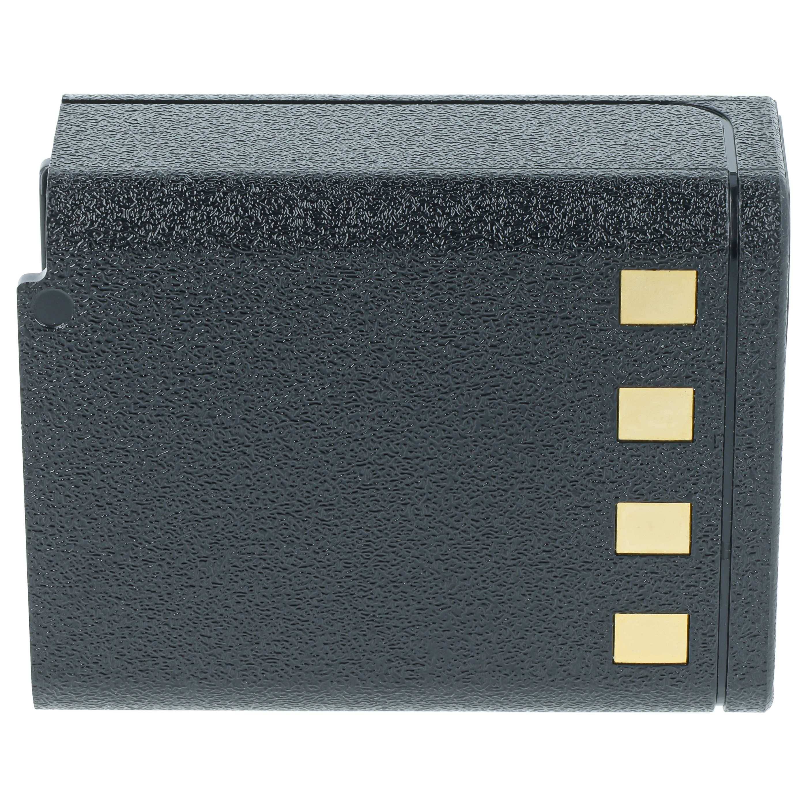 Schwarzes rechteckiges Batteriepack mit vier goldenen Kontaktpads auf der rechten Seite.