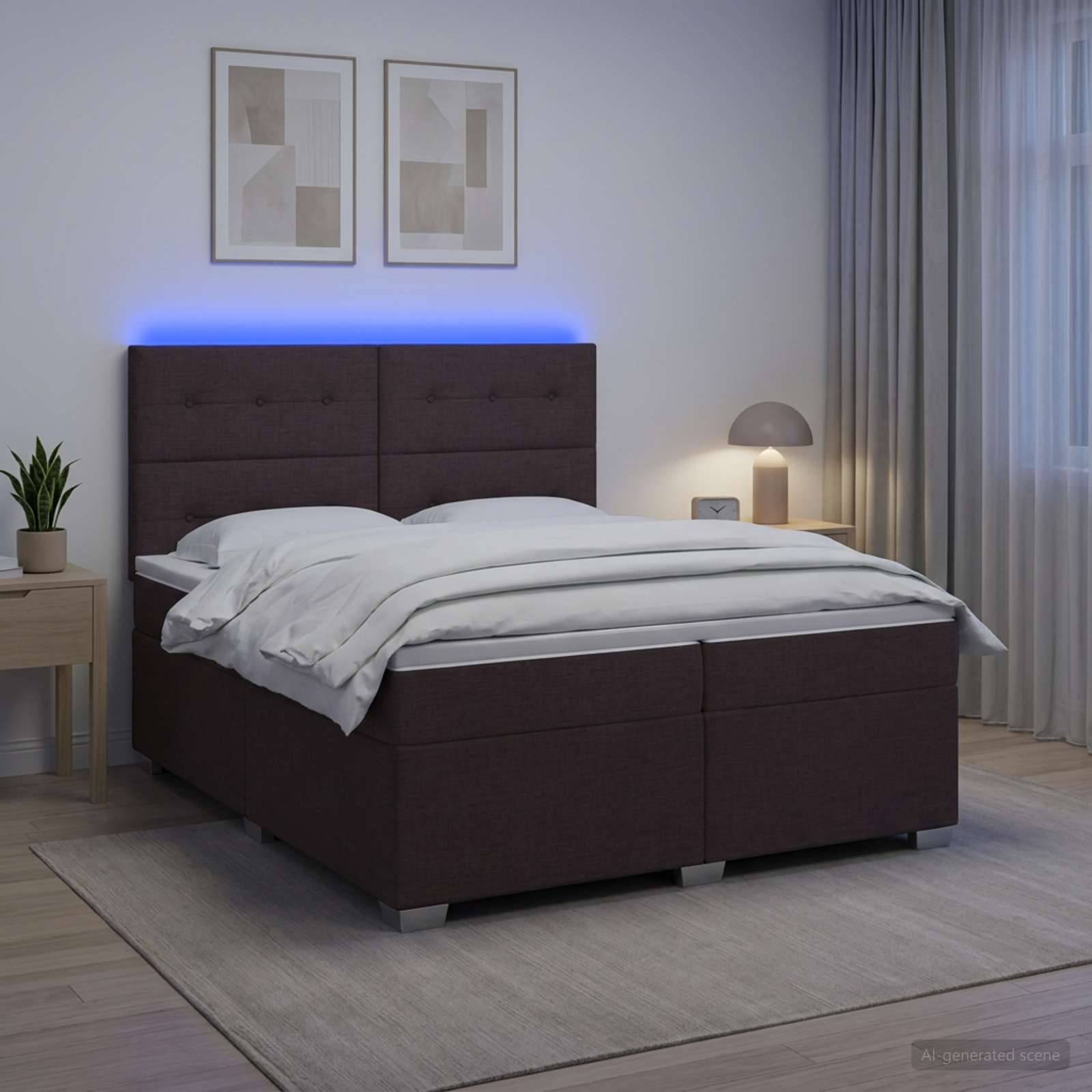 vidaXL Boxspringbett mit Matratze Dunkelbraun 200 x 200 cm Stoff