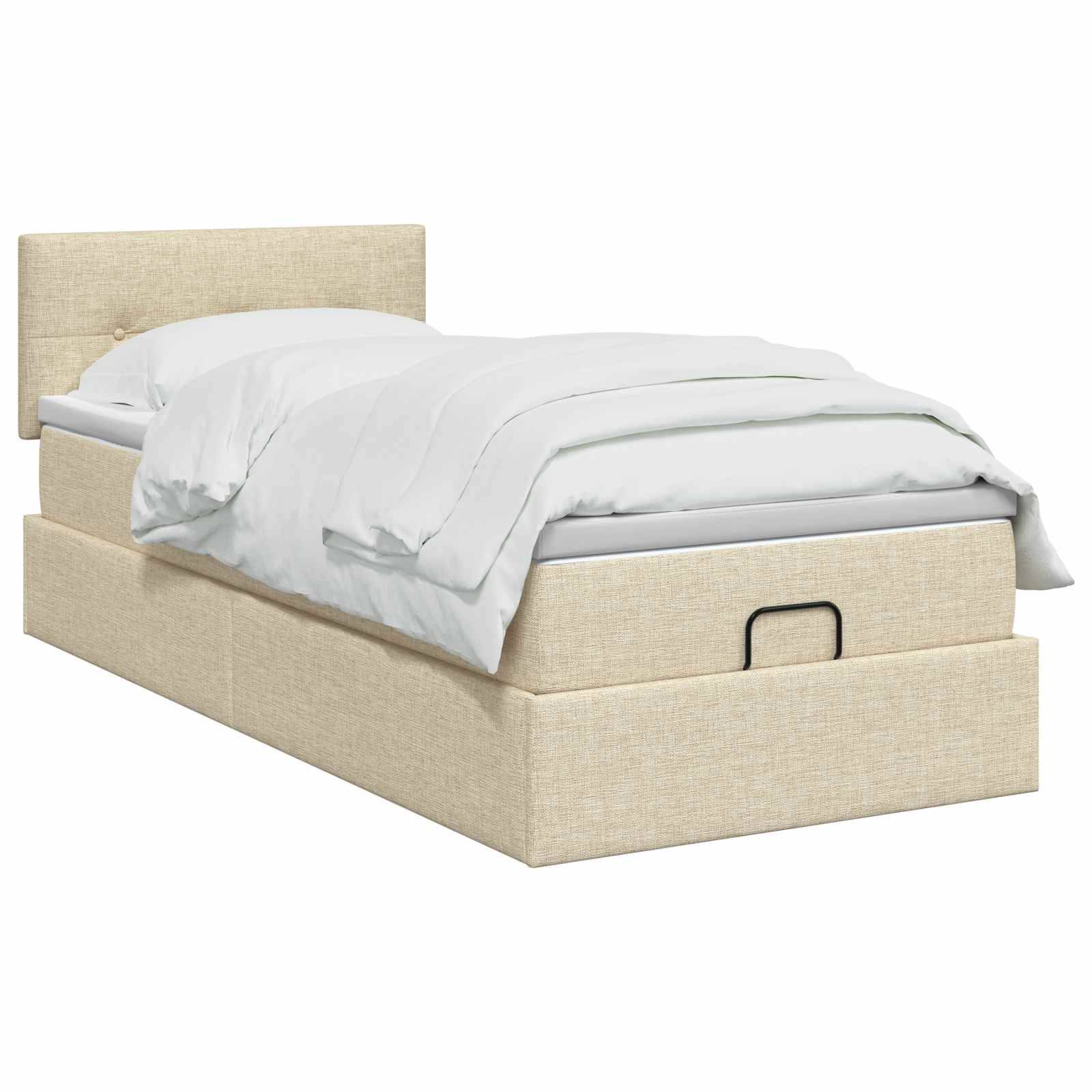 vidaXL Ottoman Bett mit Matratze mit Kopfteil Creme 90 x 190 cm Stoff