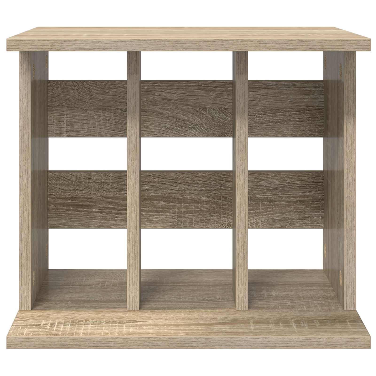 Offenes Regalsystem aus hellem Holz mit drei vertikalen Fächern und zwei Regalbrettern, Vorderansicht auf weißem Hintergrund.