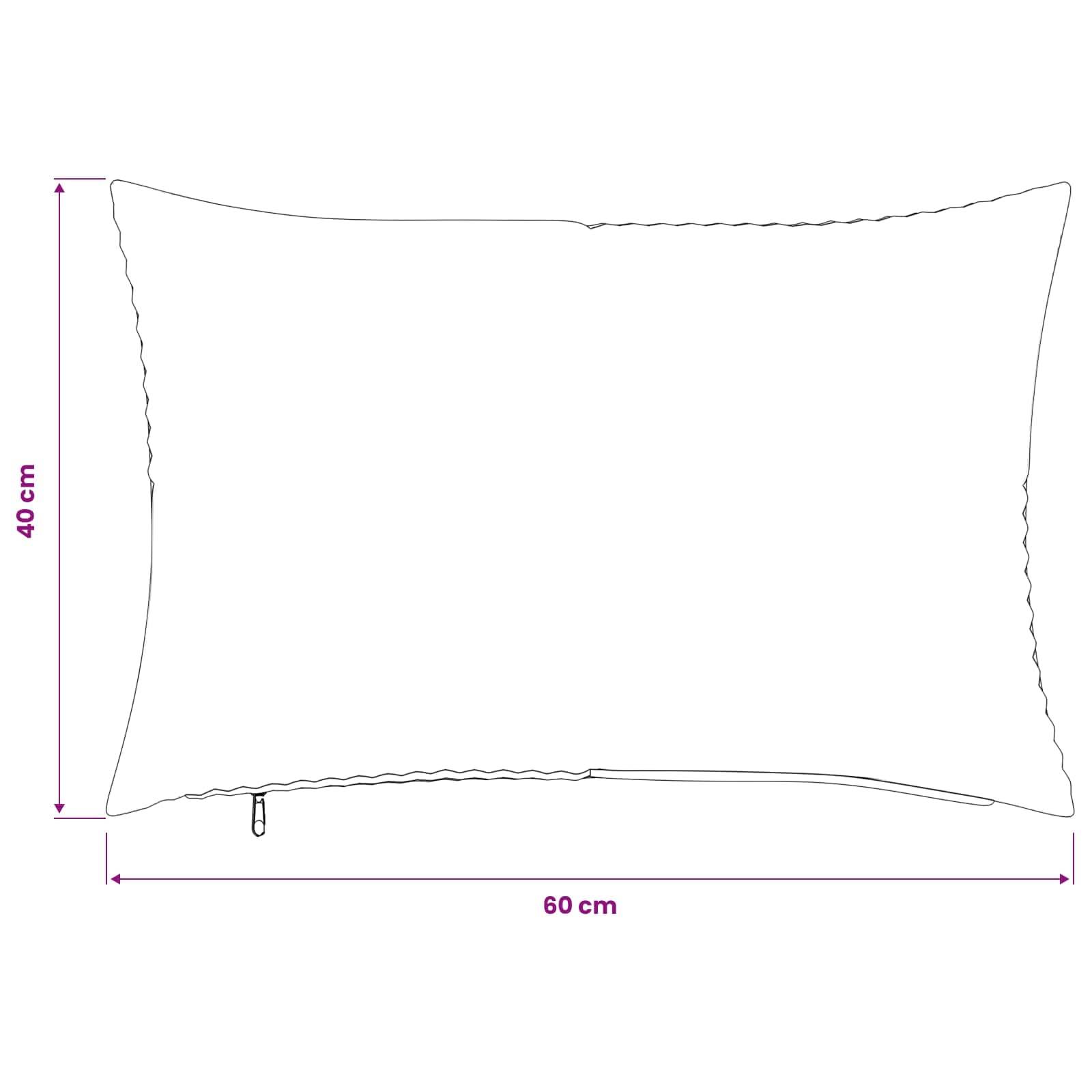 Diagramm eines rechteckigen Kissens mit den Maßen 60 cm Breite und 40 cm Höhe.