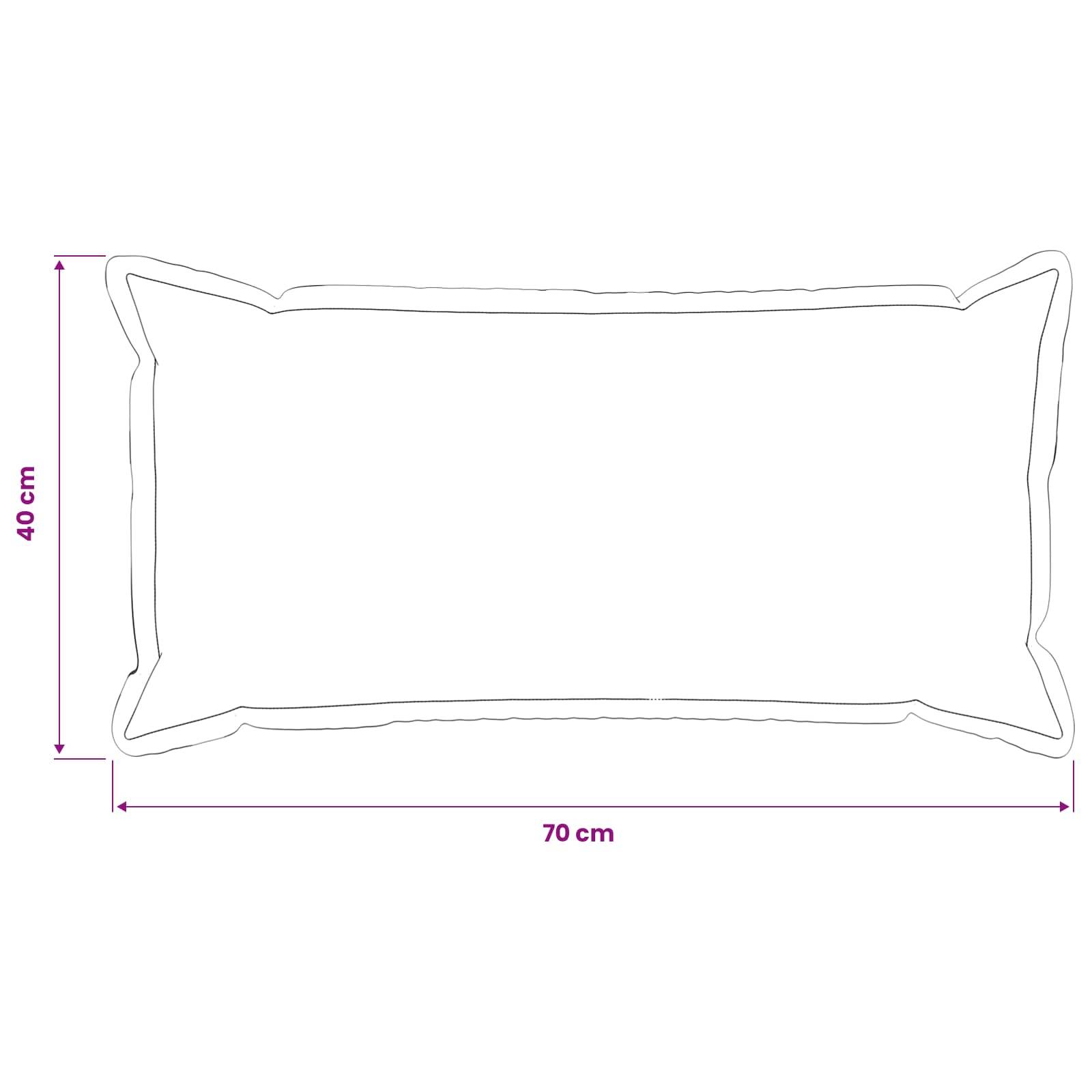 Umriss eines rechteckigen Kissens mit einer Breite von 70 cm und einer Höhe von 40 cm.