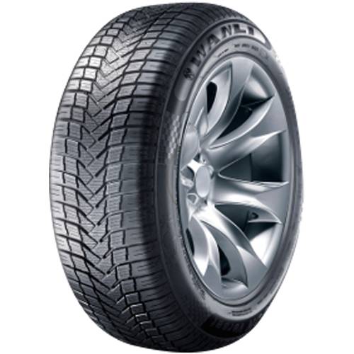 Nahaufnahme eines Autoreifen und silbernen Leichtmetallrad vor schwarzem Hintergrund, das das Profilmuster und das Seitenwand-Branding zeigt.