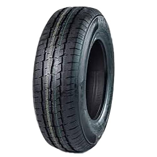 Ein schwarzer Autoreifen, der isoliert auf einem schlichten schwarzen Hintergrund gezeigt wird.