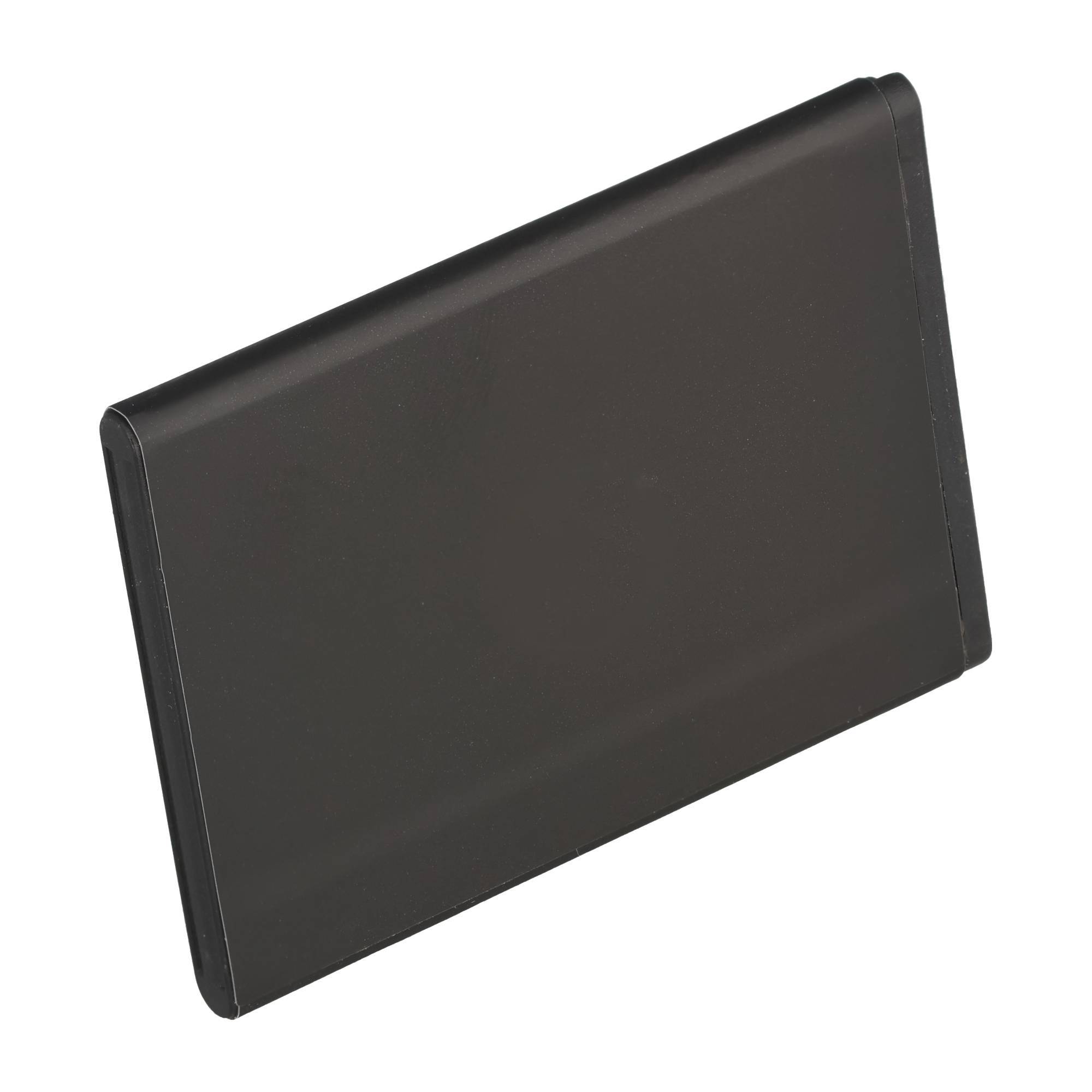 Schwarze rechteckige Tablet-Schutzhülle oder Tasche, geschlossen auf weißem Hintergrund gezeigt.
