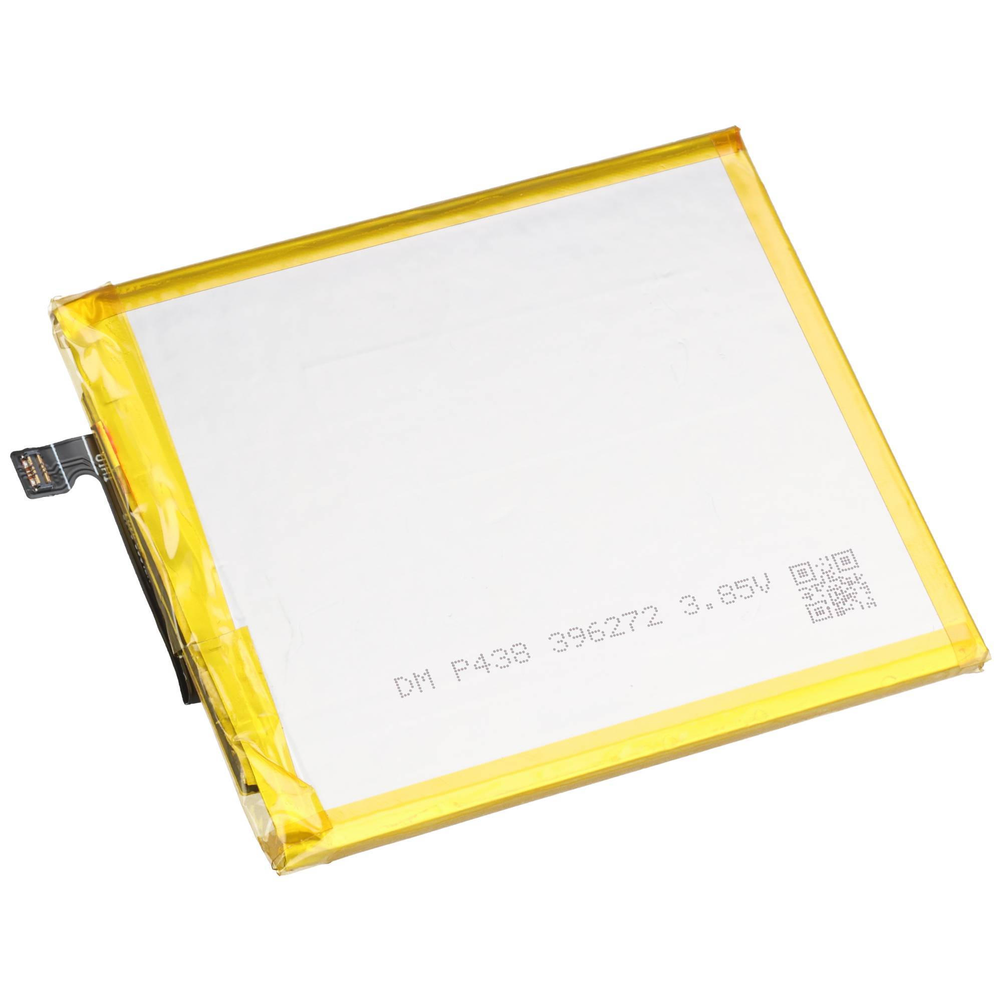 Ein rechteckiges Lithium-Ionen-Batteriepaket mit gelbem Klebeband, dargestellt auf weißem Hintergrund mit einer schwarzen Anschlusslasche auf der linken Seite.