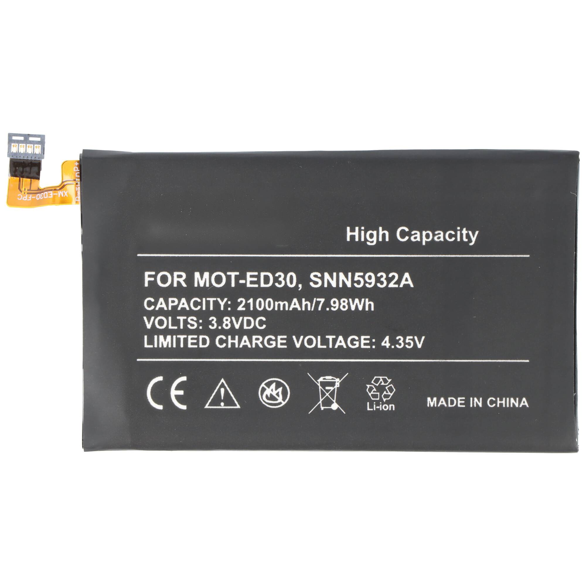 Schwarze Lithium-Ionen-Handyakku mit Bezeichnung „High Capacity