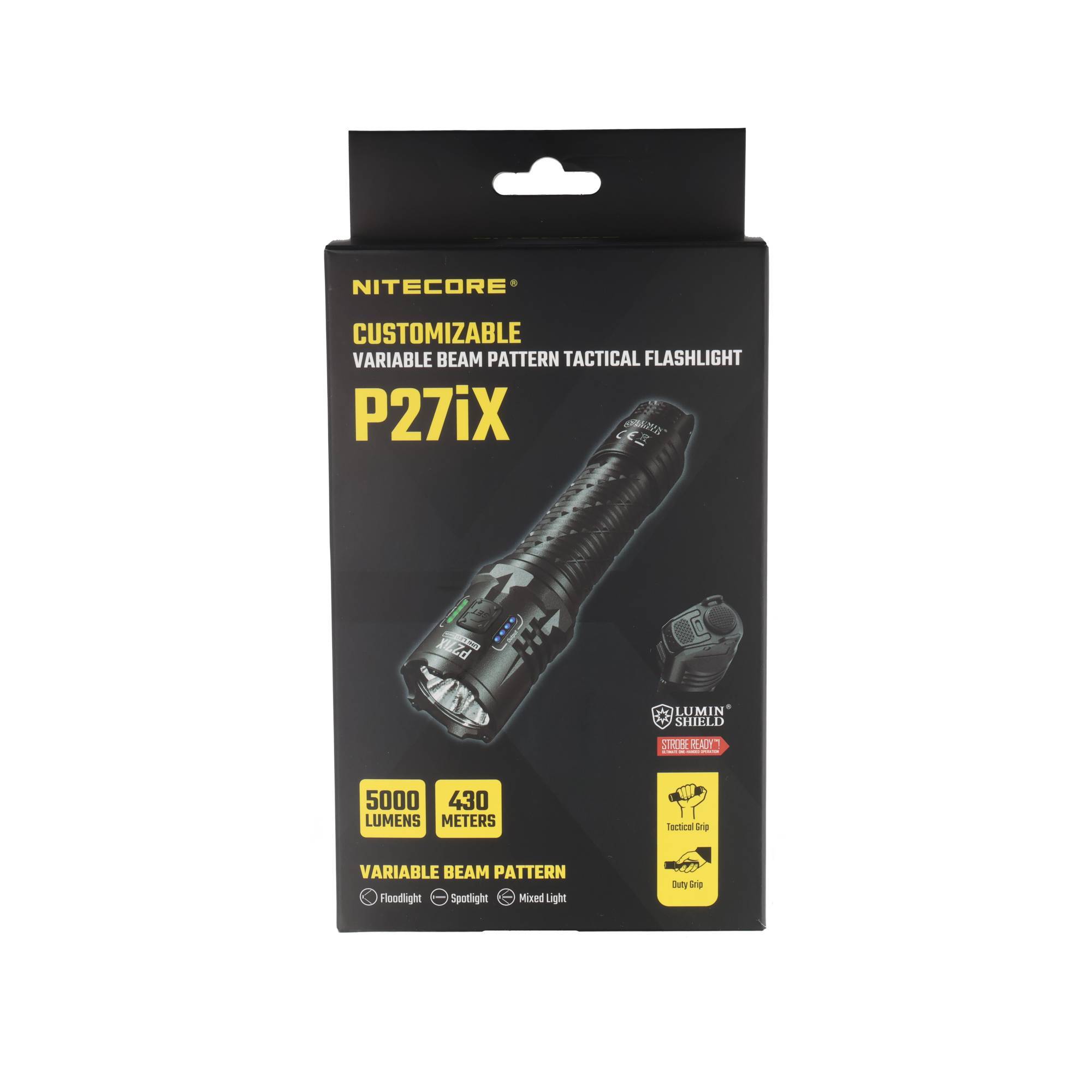 Nitecore P27iX anpassbarer Taktischer Fokussierbare Taschenlampe mit variabler Strahlform, 5000 Lumen und 430 Meter Reichweite.