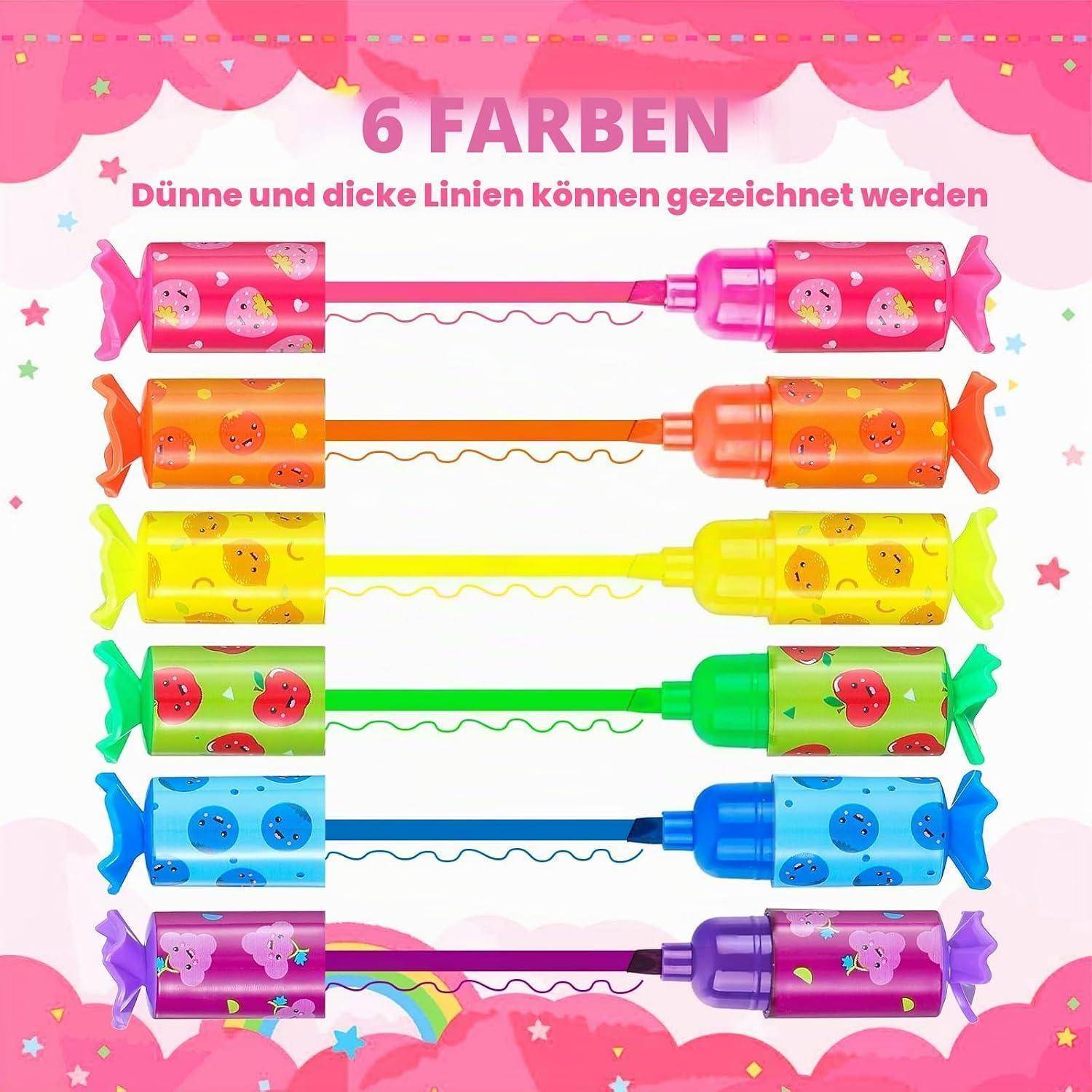 Grafik mit 6 farbigen Markern mit der Aufschrift „6 FARBEN