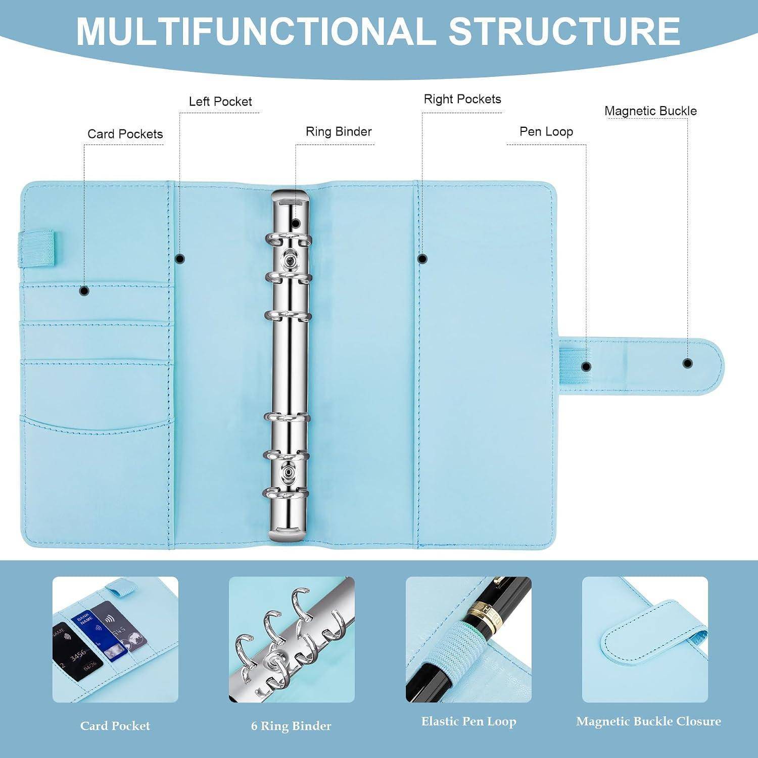 Hellblauer multifunktionaler Ordnerringbuch mit der Beschriftung „MULTIFUNKTIONALE STRUKTUR