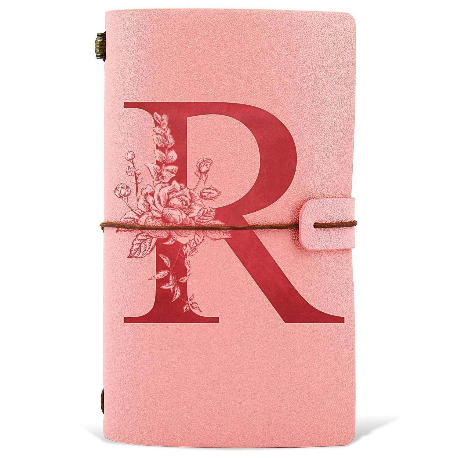 Rosa Lederjournal mit großem rotem 
