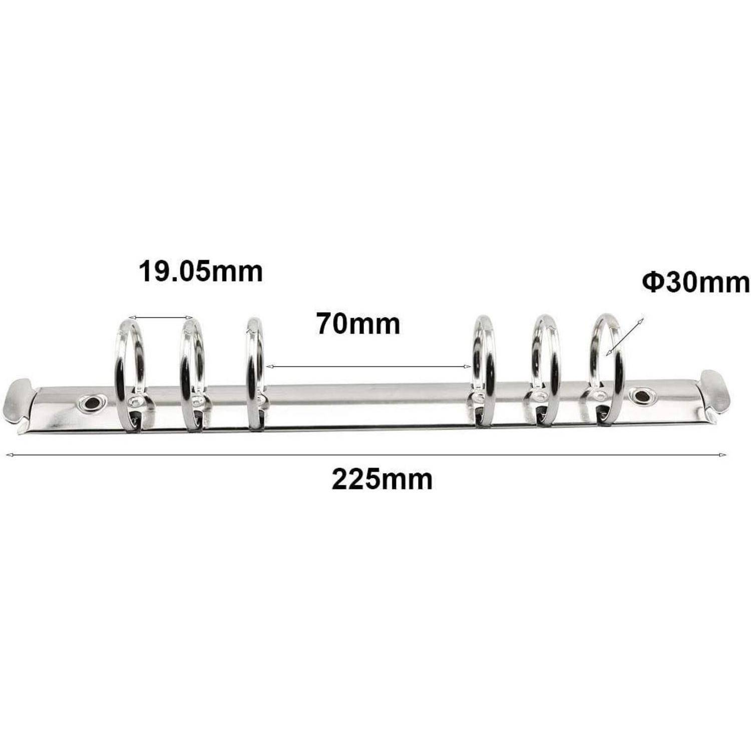 Chrombinder-Ringmechanismus auf einer 225mm-Stange, mit 19,05mm-Ringen, 70mm Abstand und 30mm Ringdurchmesser.