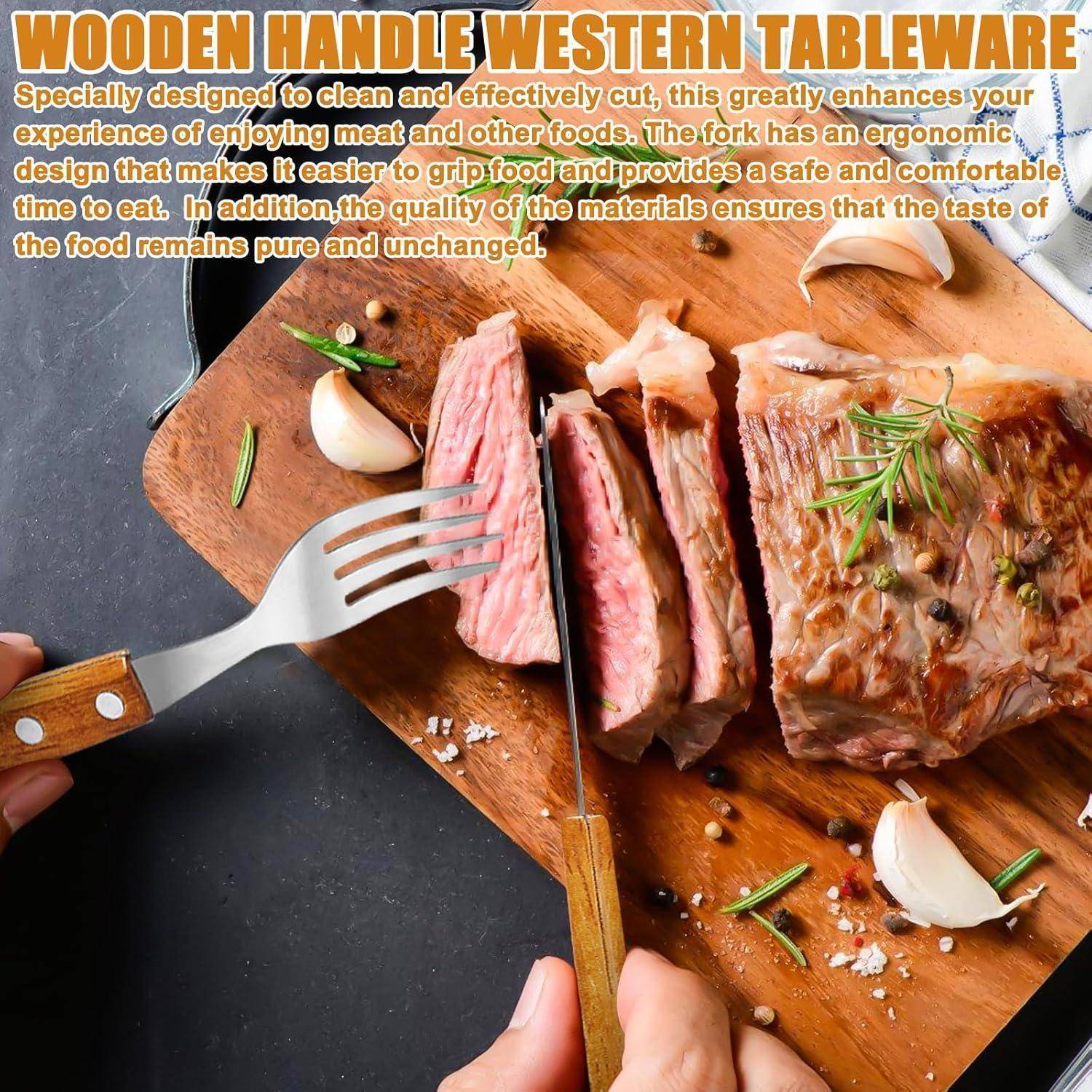 30 Stück Steakbesteck Set, Stahl Besteckset mit 15 Steakmesser und 15 Steakgabel, Steakbesteck für 15 Personen, Steakmesser, Nicht Spülmaschinenfes