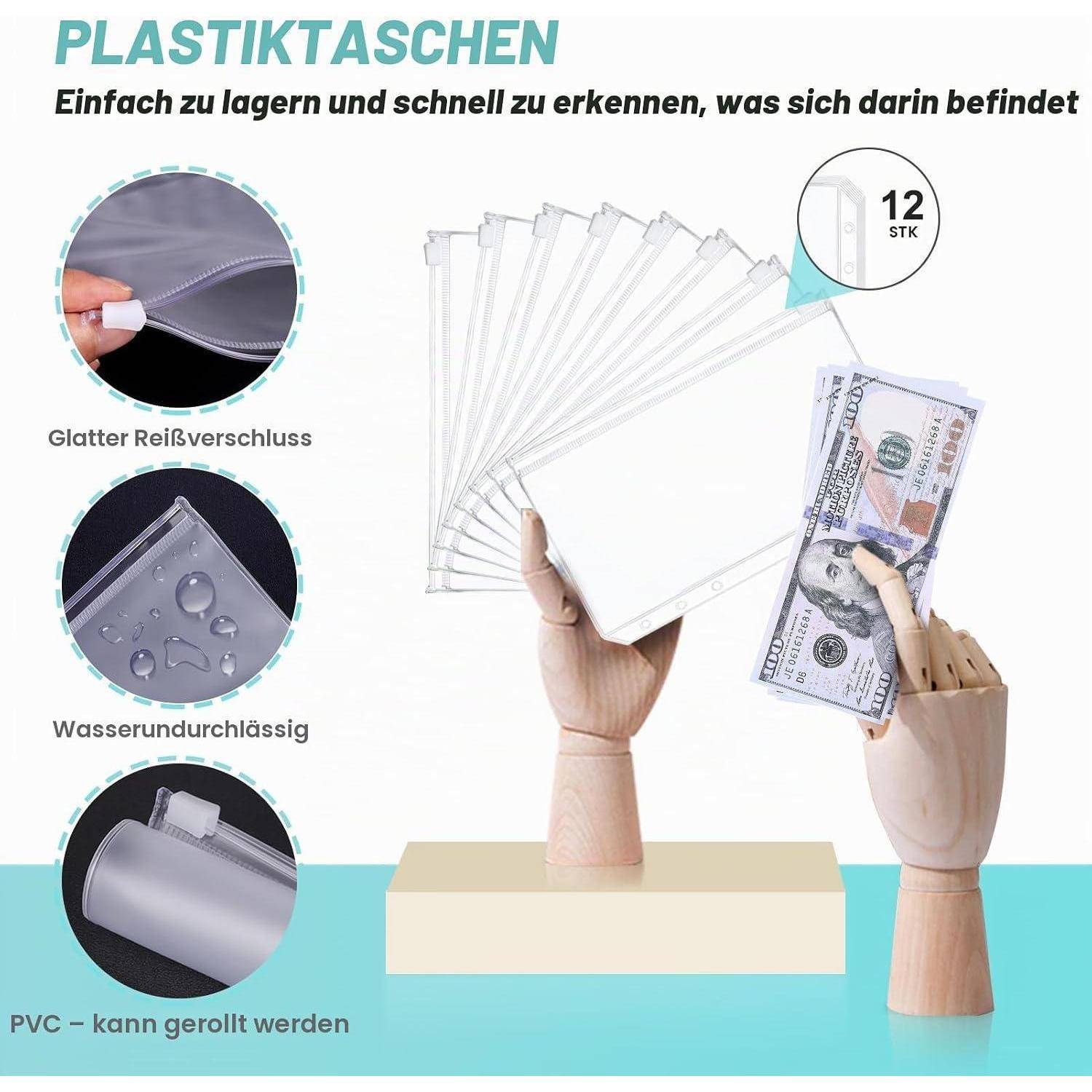 Binder Notizbuch A6,TAOPE 26Pcs PU Leder Loseblatt Notizbuch Nachfüllbar, 6 Löcher Binderumschlägen, Ringbuchordner&Weiche PVC Tasche mit Reißvers