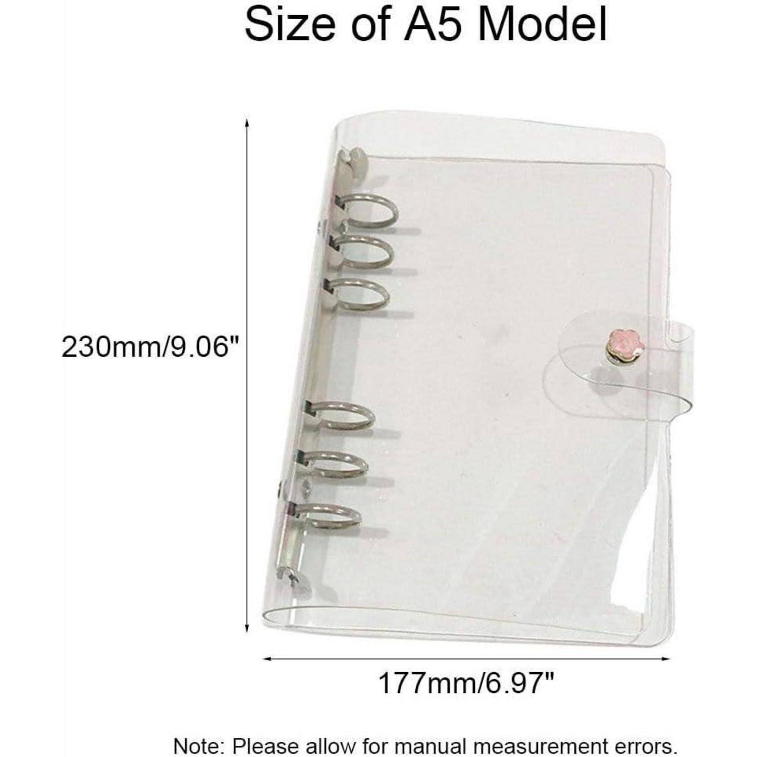 Diagramm mit einem A5-Modell-Notizbuch mit Abmessungen von 230 mm (9,06 Zoll) Höhe und 177 mm (6,97 Zoll) Breite.