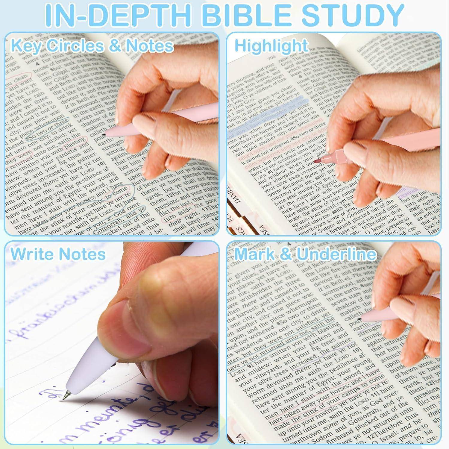 CANIPHA 12 nicht verlaufende Bibel Textmarker und 6 glatte Bibelstifte mit 96 laminierten Bibel-Tabs-Set, Bibel-Lernzubehör, Bibel-Marker