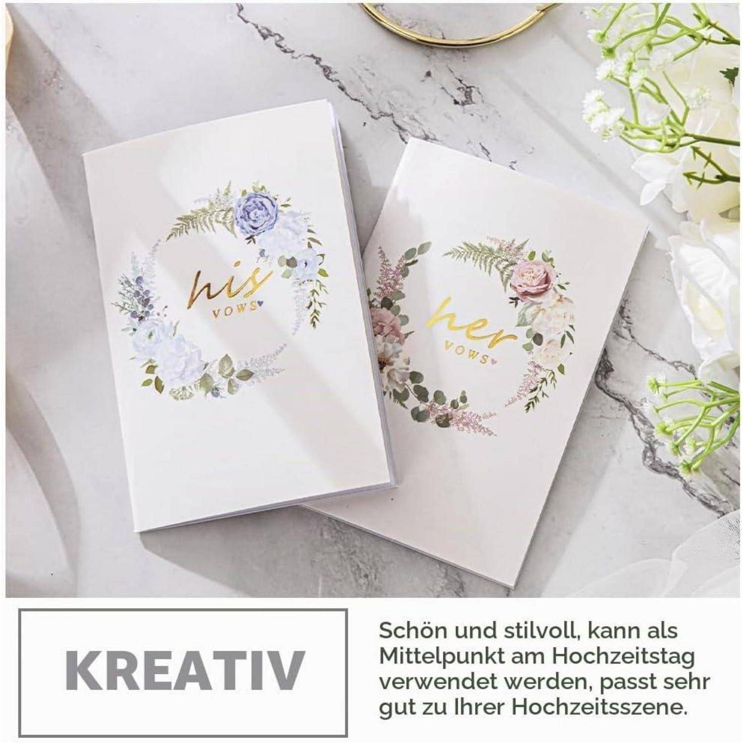 Zwei florale Traugelübde-Hefte mit den Bezeichnungen „seine Gelübde