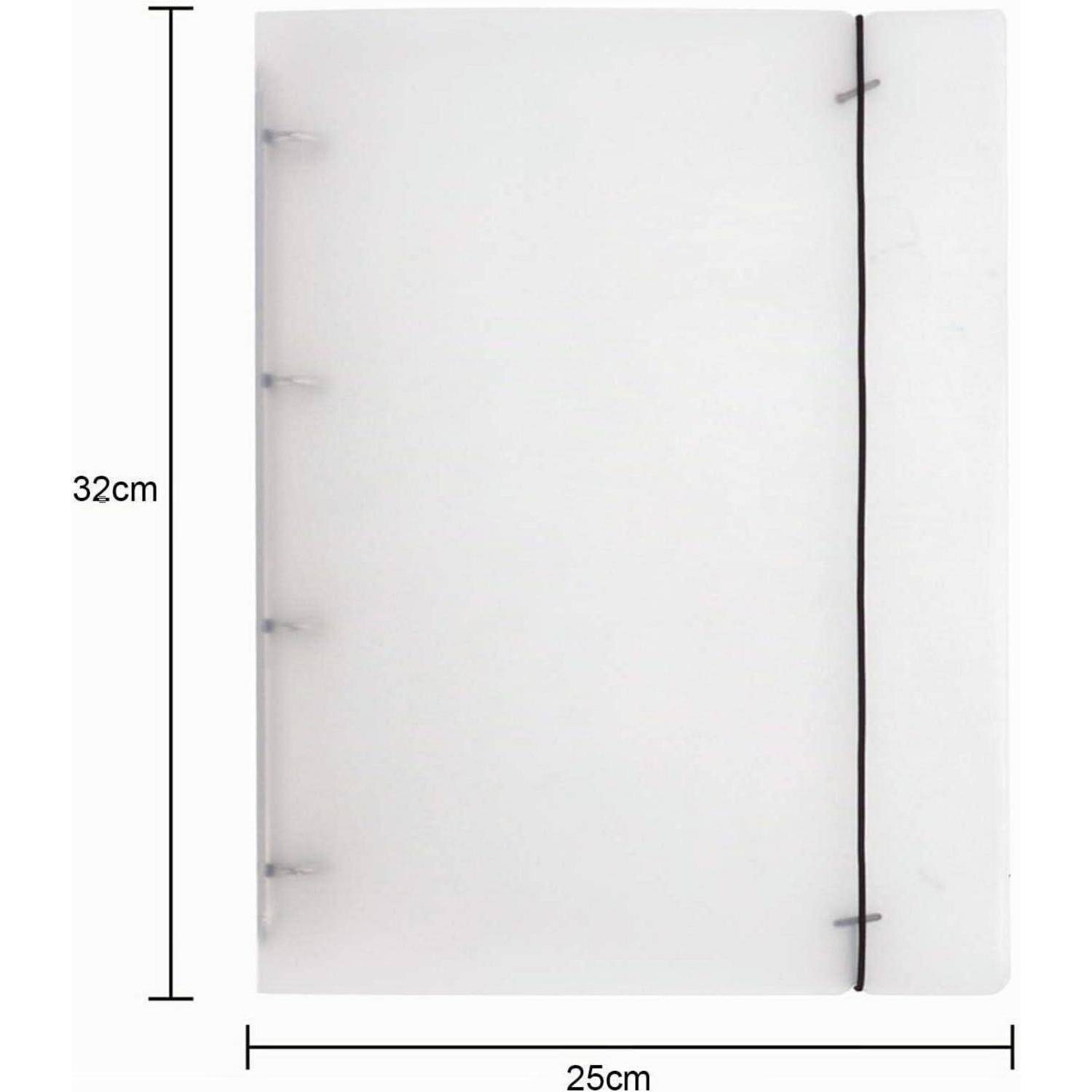 Weißes Notizbuch oder Ordnerabdeckung, Vorderansicht gezeigt, mit beschrifteten Abmessungen von 32 cm Höhe und 25 cm Breite.