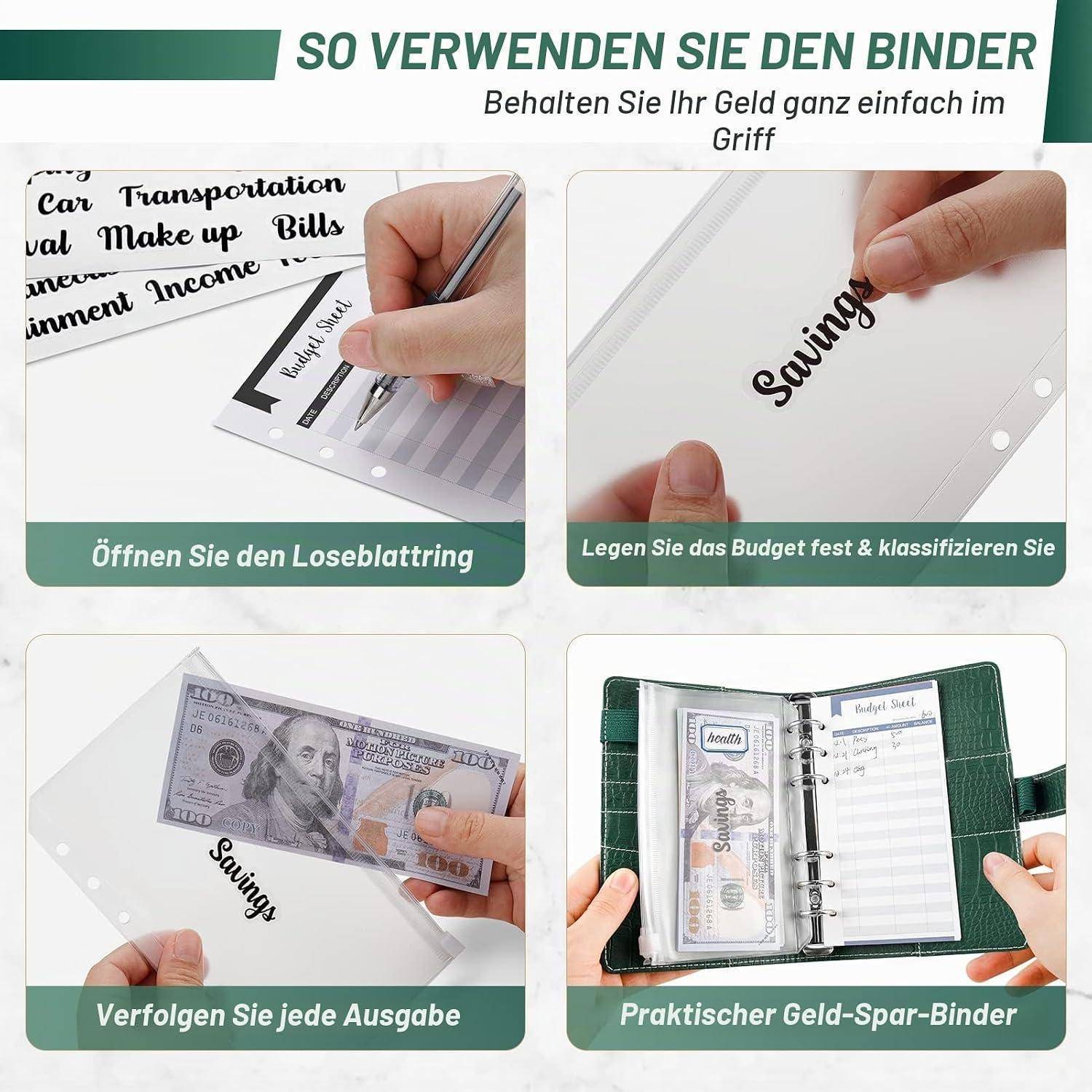 Budget Planner Budget Binder A6, Budgetplaner Geld Organizer mit Weiche Tasche, TAOPE Budget Binder Notizbuch A6 Cash Stuffing, Haushaltsbuch mit