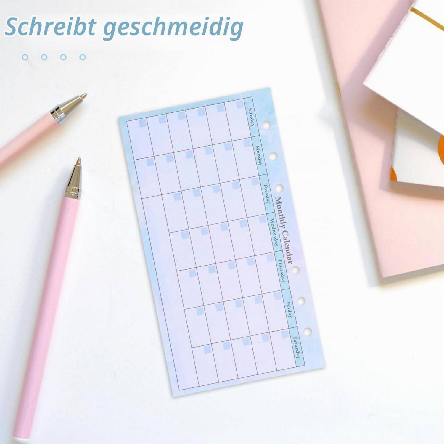 Pastell-Monatskalender-Planenseite mit leerem Gitter, betitelt 