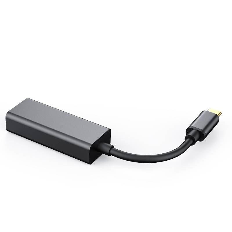 Schwarzer USB-C-zu-HDMI-Adapter-Dongle auf weißem Hintergrund