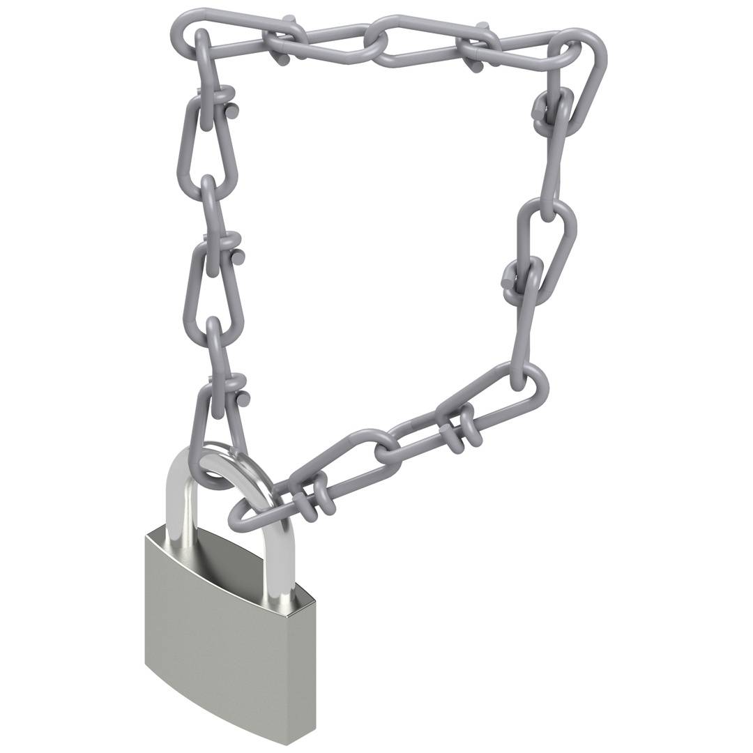 Offenes Vorhängeschloss mit einer beschädigten Kette verbunden, symbolisiert entsperrte Sicherheit oder Befreiung von Einschränkungen.