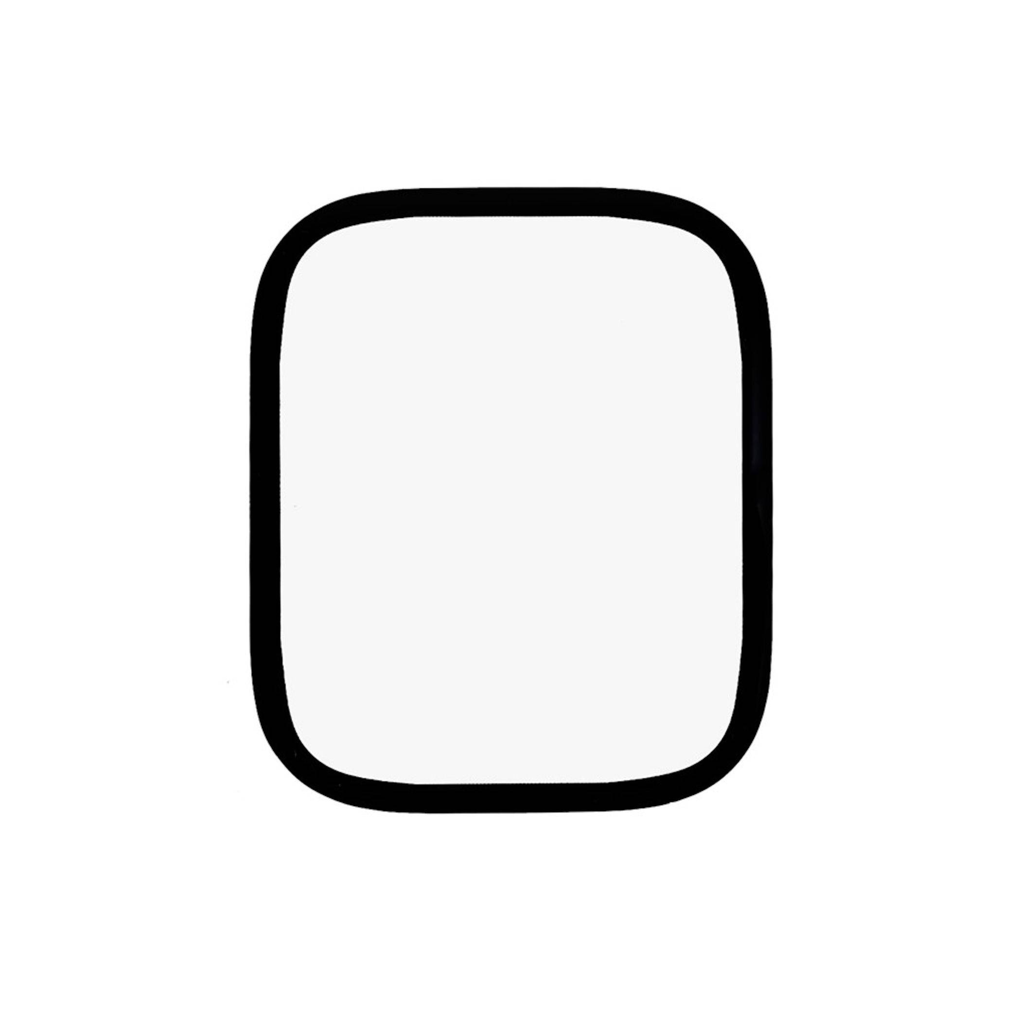 Schwarze abgerundete Quadrat-Kontur, zentriert auf weißem Hintergrund.