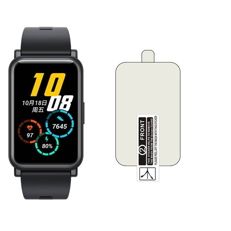 Schwarze Smartwatch von vorne und hinten gezeigt; das Display zeigt 10:08, chinesischer Datumtext und Fitness-Statistiken, mit einem Schutzgehäuse auf der Rückseite.