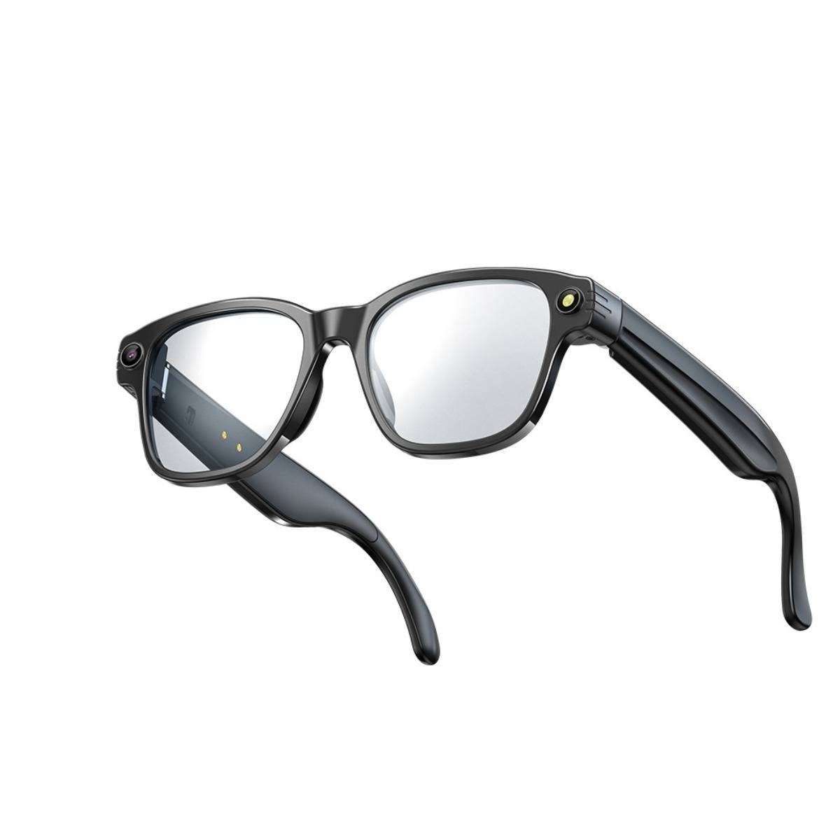 Intelligente AI-Brille (Schwarzrahmen) mit HD-Kamera und Sprachassistent Transparent