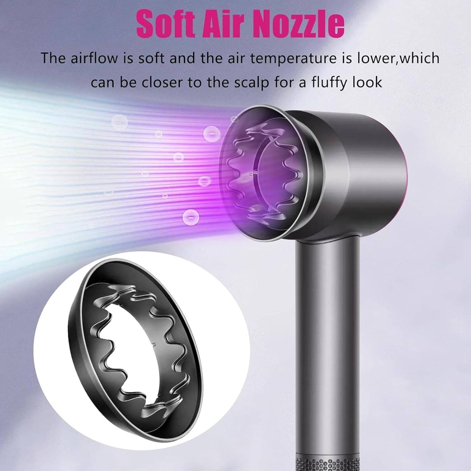 Illustration eines Haartrockners mit einer „Soft Air Düse