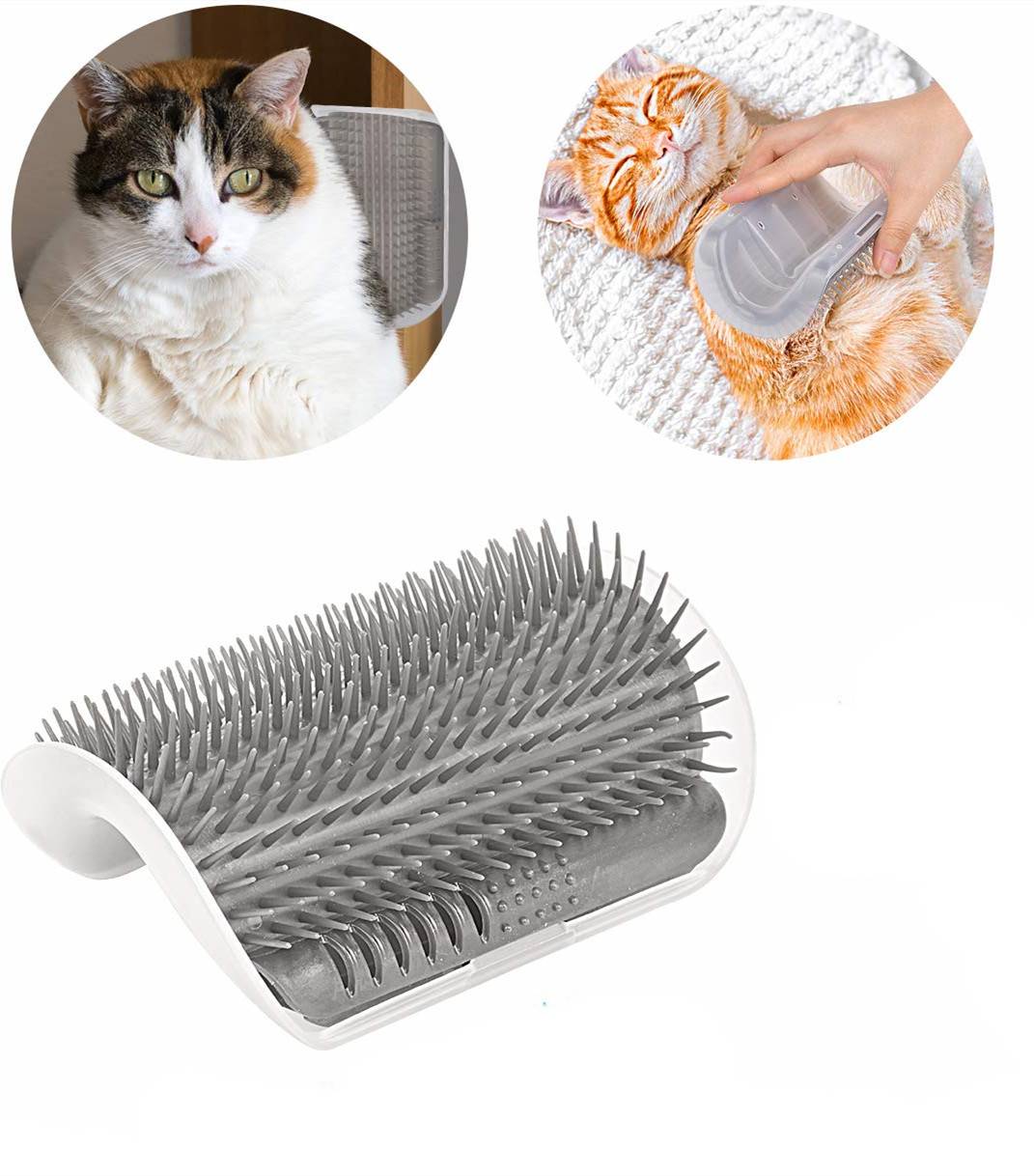 Katzenselbstputzbürste, die von einer Katze gerieben wird und von Hand verwendet wird, um lockere Haare aus dem Fellkleid einer Katze zu entfernen.