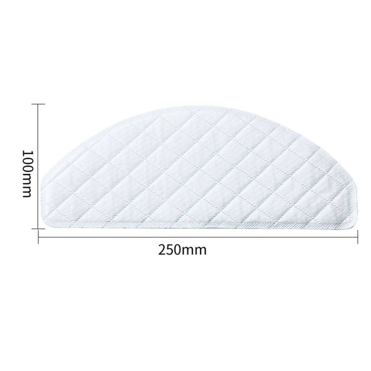 Gestepptes halbkreisförmiges weißes Kissen mit beschrifteten Abmessungen von 250 mm Breite und 100 mm Höhe.