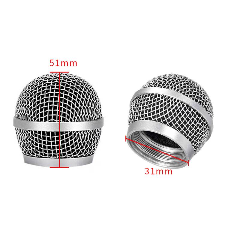 Zwei Mikrofongitter-Köpfe gezeigt mit Messungen: einer 51 mm hoch und der andere 31 mm breit an der Basis.