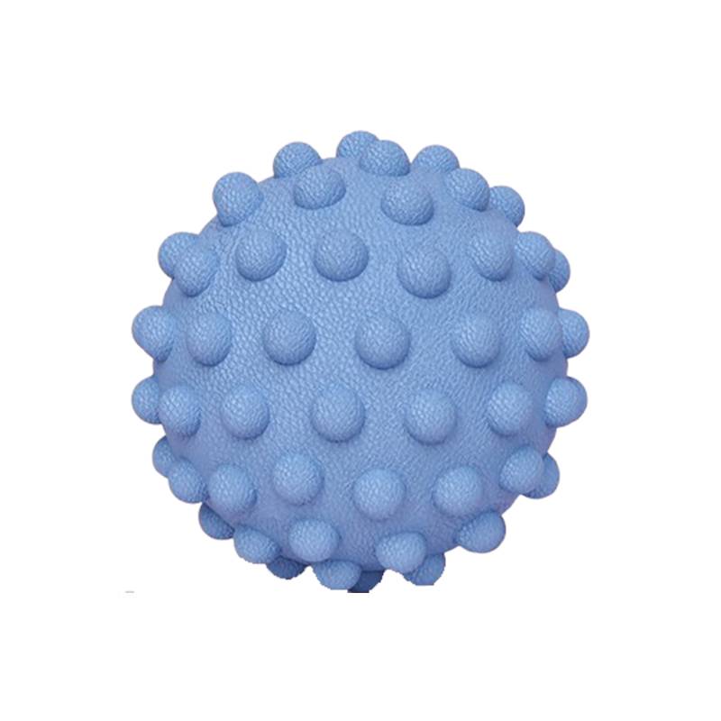 Illustration eines blauen stacheligen Viruspartikels auf weißem Hintergrund