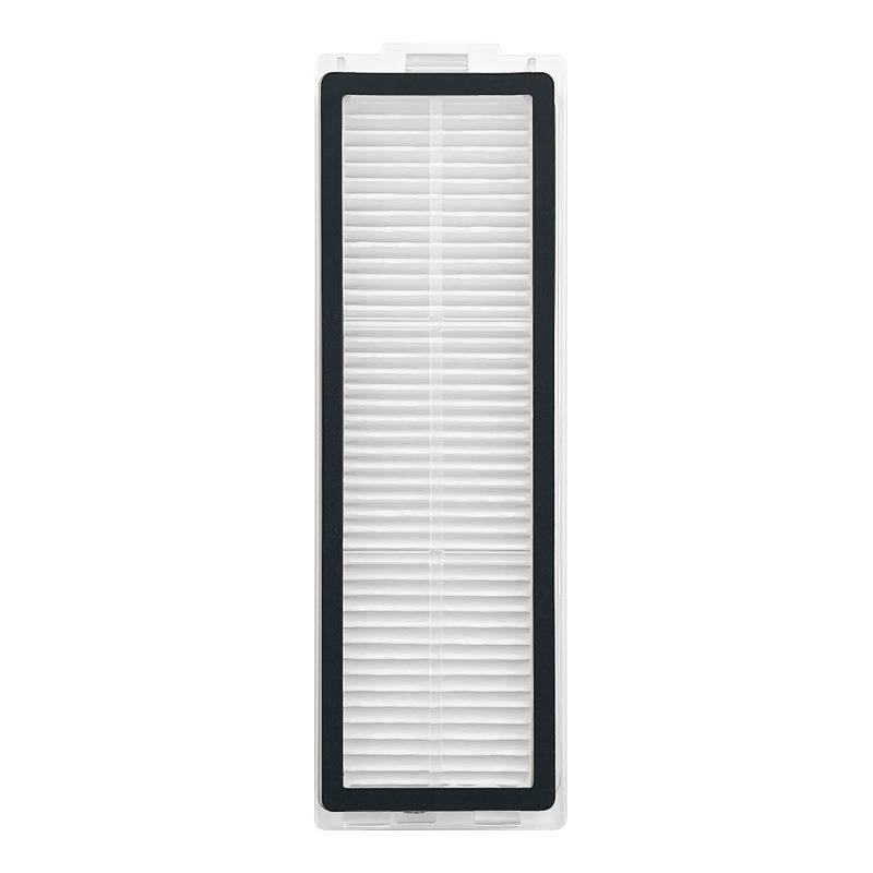 Rechteckige Luftreiniger-Filterkassette mit schwarzem Rahmen und weißem Faltenfilter.