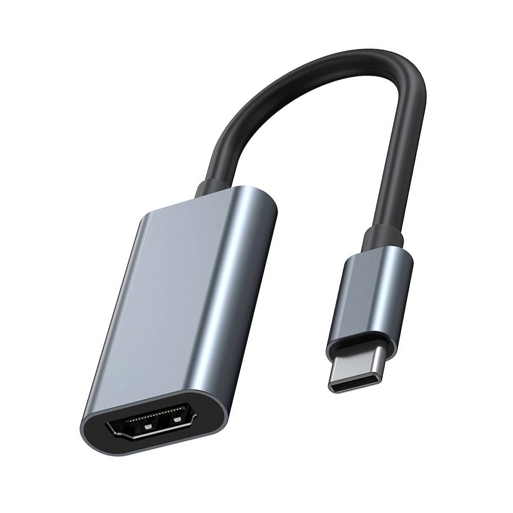 USB-C-zu-HDMI-Adapterkabel auf weißem Hintergrund