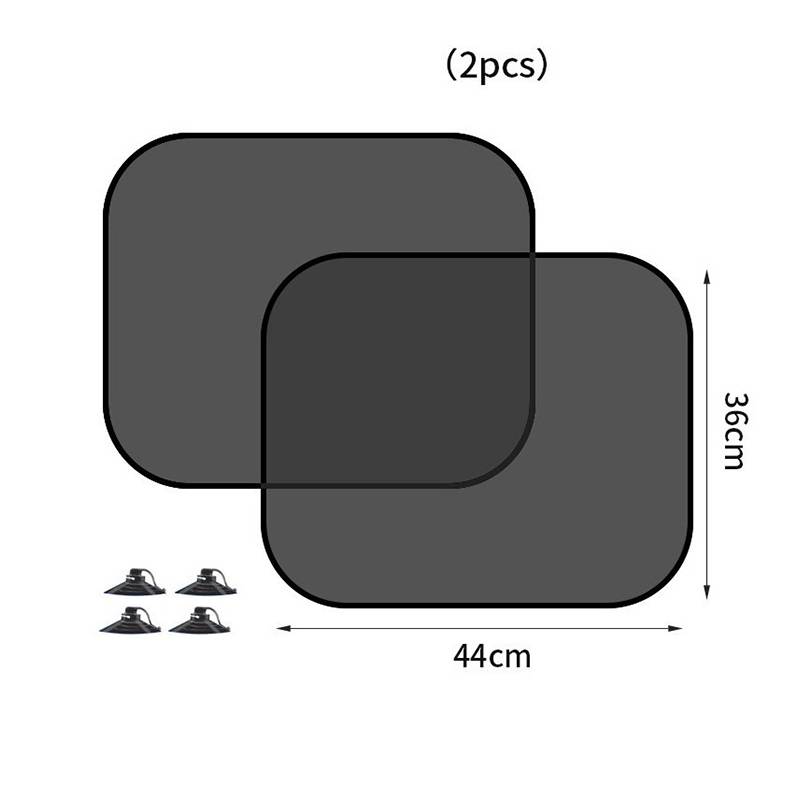 Zwei überlappende schwarze rechteckige Matten, mit der Bezeichnung „2er-Set", mit vier gezeigten Saugnäpfen; jede Matte misst 44 cm breit und 36 cm hoch.