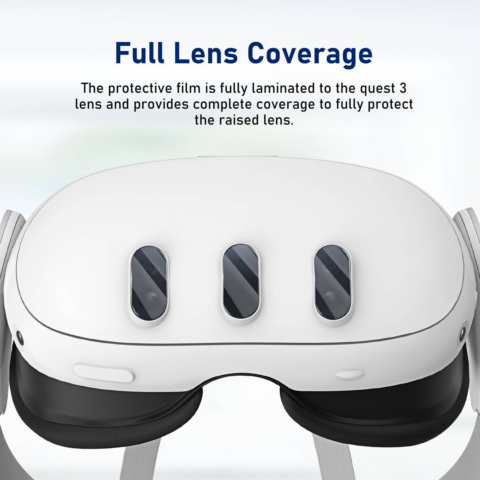 Illustration eines VR-Headset-Linsenbereichs mit dem Text „Full Lens Coverage