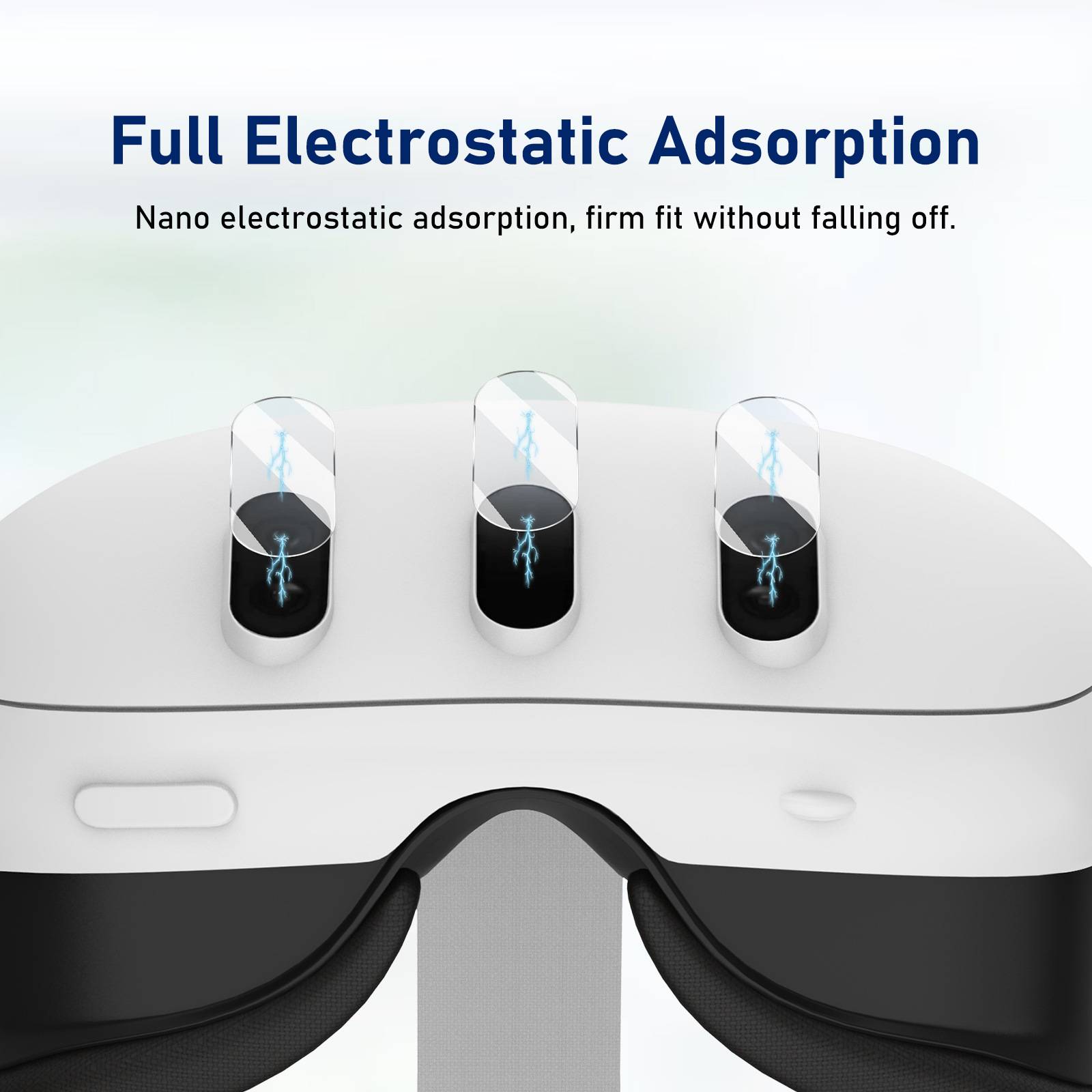 Illustration von Kopfhörern mit vollständiger elektrostatischer Adsorption, mit drei Ohrstöpseln, die fest in einer oberflächenähnlichen Ladeschale passen.
