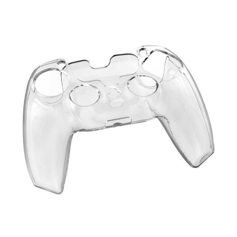 Transparentes Kunststoff-Spielecontroller-Gehäuse auf weißem Hintergrund, das das Außengehäuse ohne interne Komponenten zeigt.