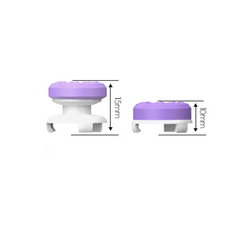 Zwei Seitenansicht-Produktbilder eines kleinen violett-weißen Teils, die zwei Höhen mit den Bezeichnungen 15 mm und 10 mm vergleichen.