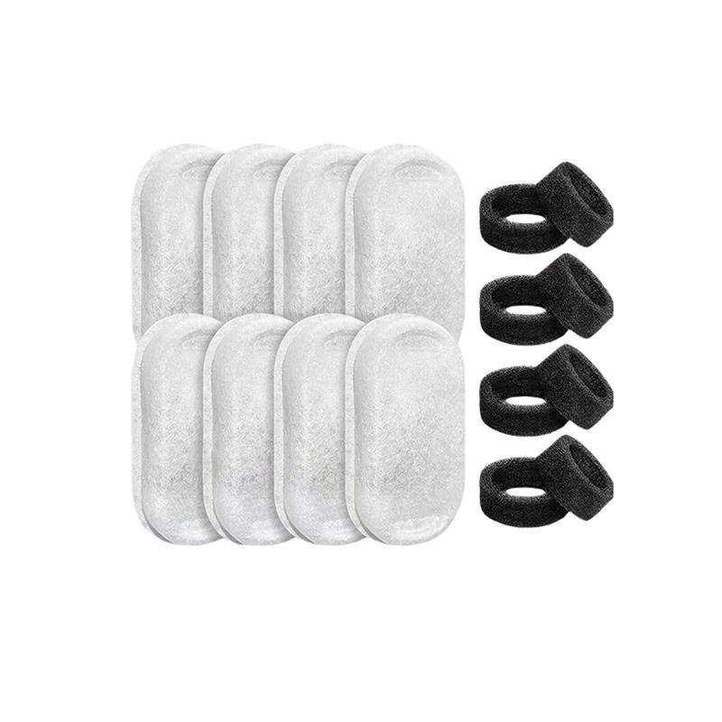 Ersatzfilter für Haustier-Trinkbrunnen – 8 Baumwoll- + 8 Schwammfilter für sauberes Wasser